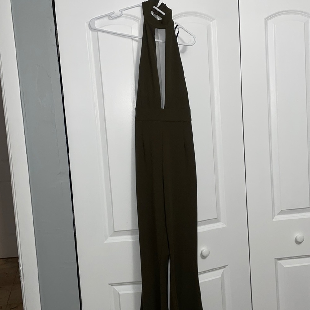 Green open back jumpsuit